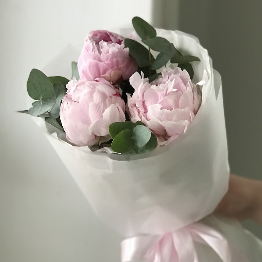 3 розовых пиона