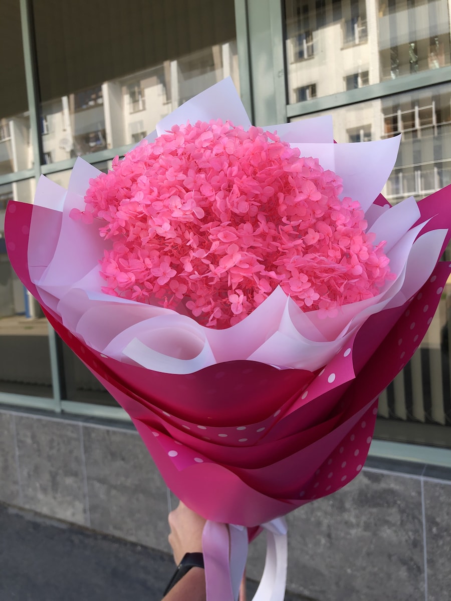 Букет сухоцвет "Розовая Гортензия"