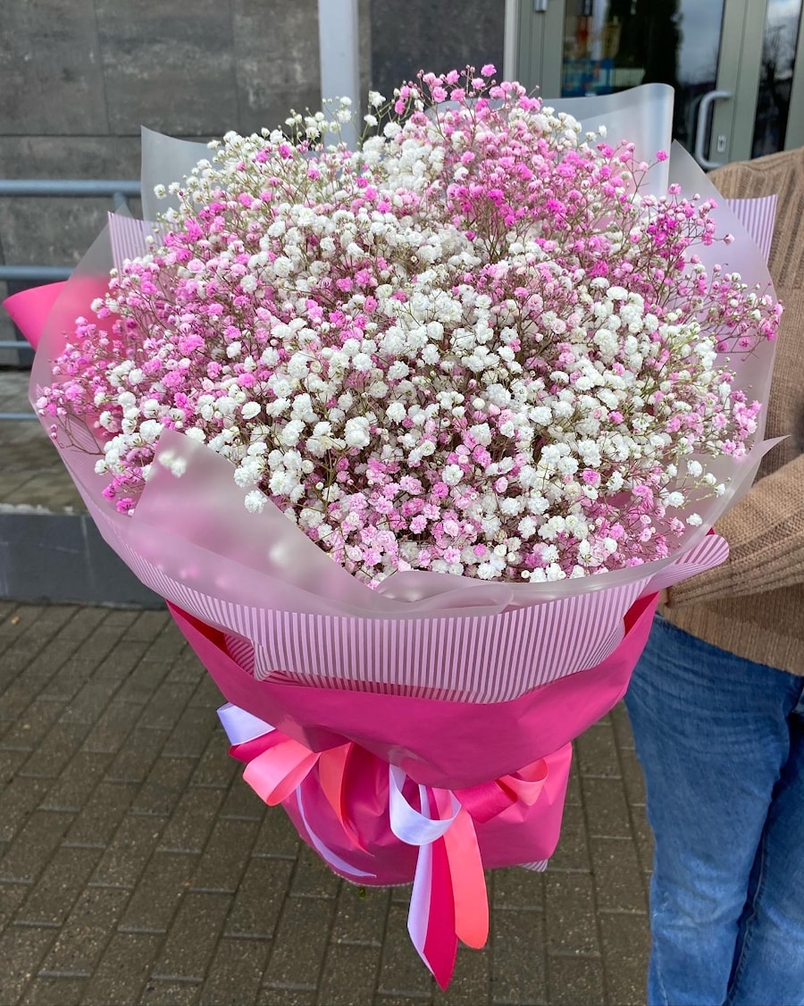 Букет №71 "Цветная Гипсофила"